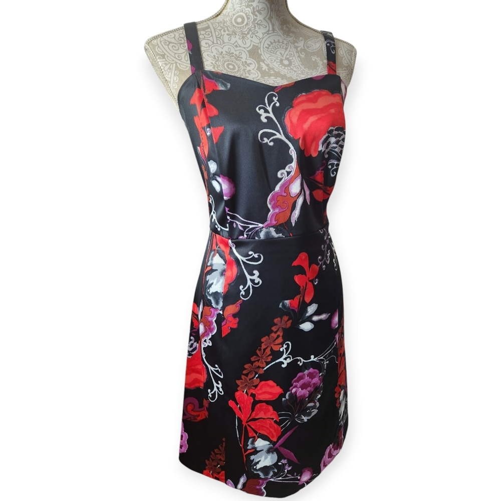 Lane Bryant Black Floral Cocktail Dress Size 14